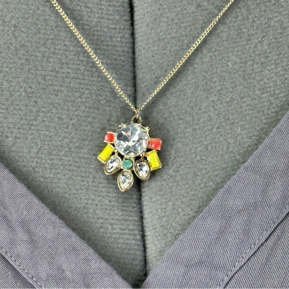 LOFT Silver Tone Necklace with Gem Pendant 33” - Picture 5 of 7